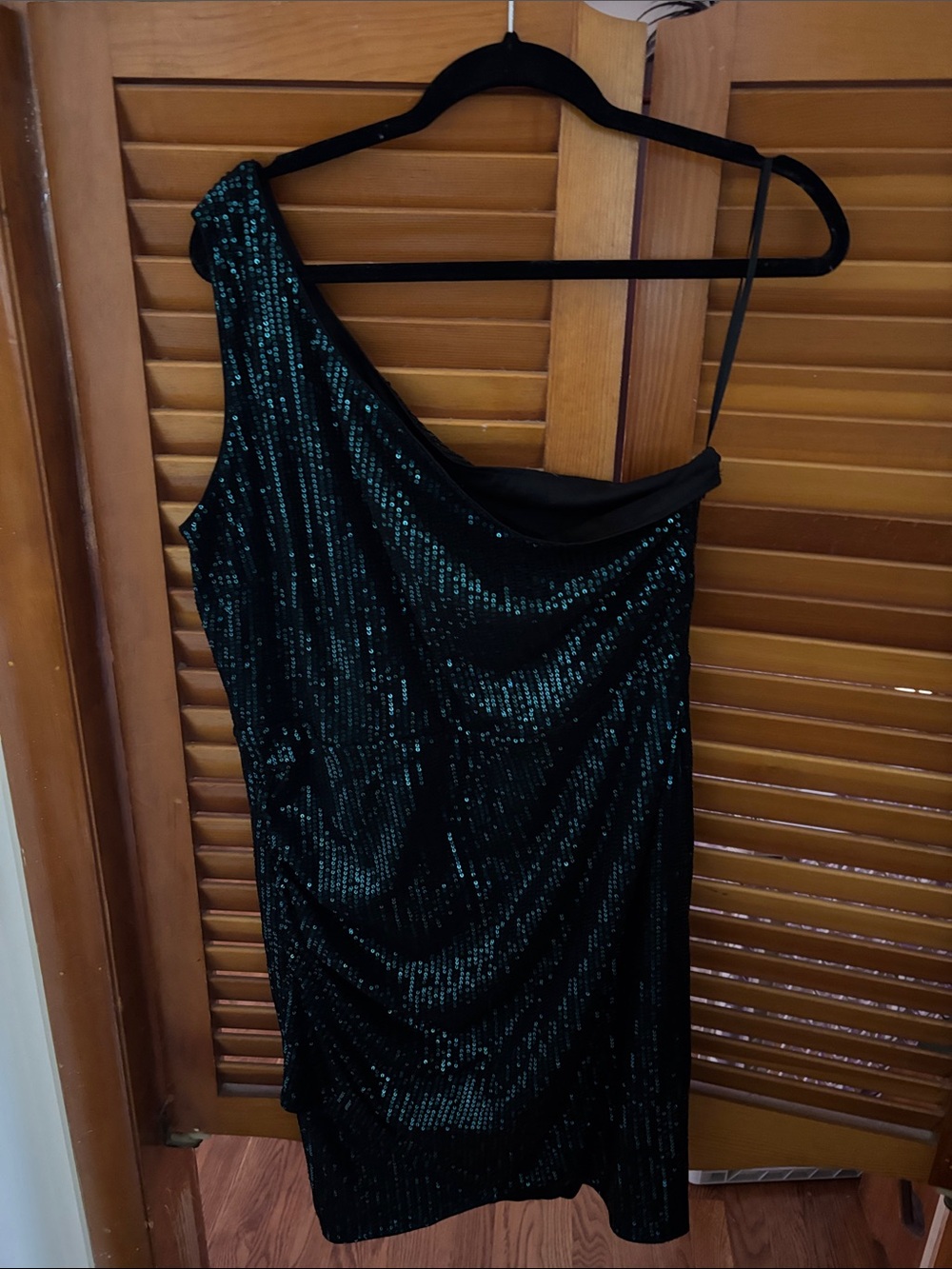Grace Karin Teal One-Shoulder Sequin Party Dress